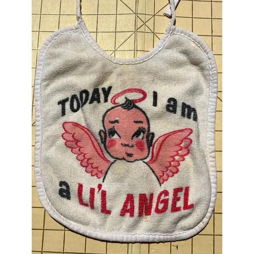 Vtg Reversible bib Today I am a lil Angel / Devil